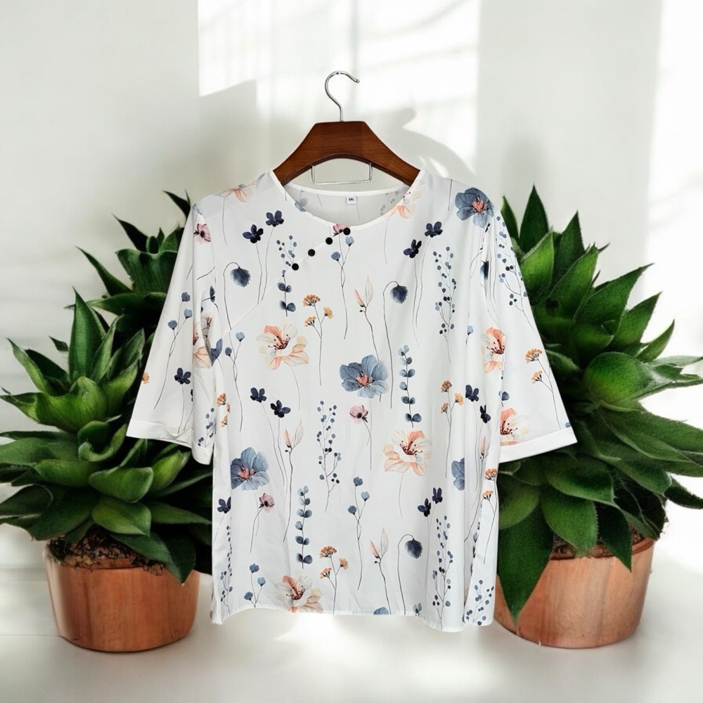 Floral White Top